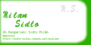 milan sidlo business card